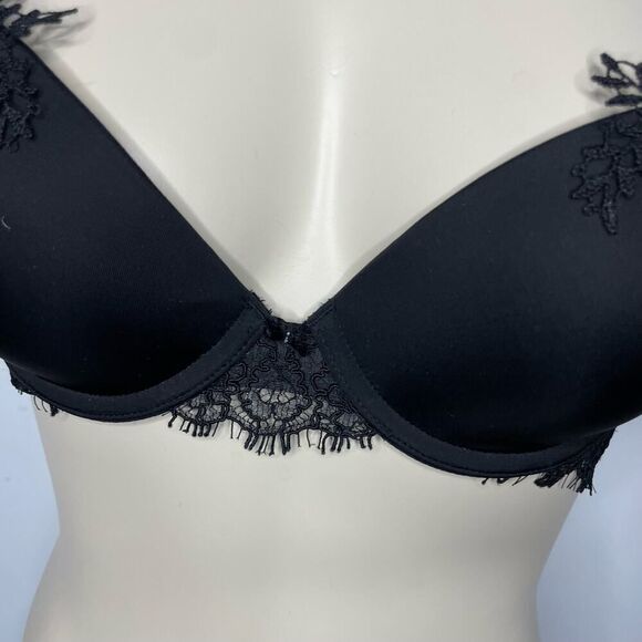 NEW Victoria's Secret Bra 34B Black Eyelash Lace Padded Lined Underwire Intimate - Picture 4 of 6